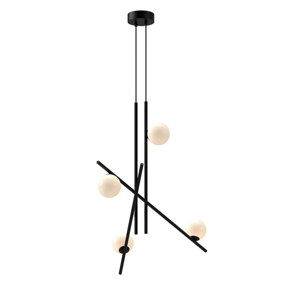 Kuzco Amara CH89832-BK/GO LED Chandelier, UL Listed, Black/Glossy Opal Glass