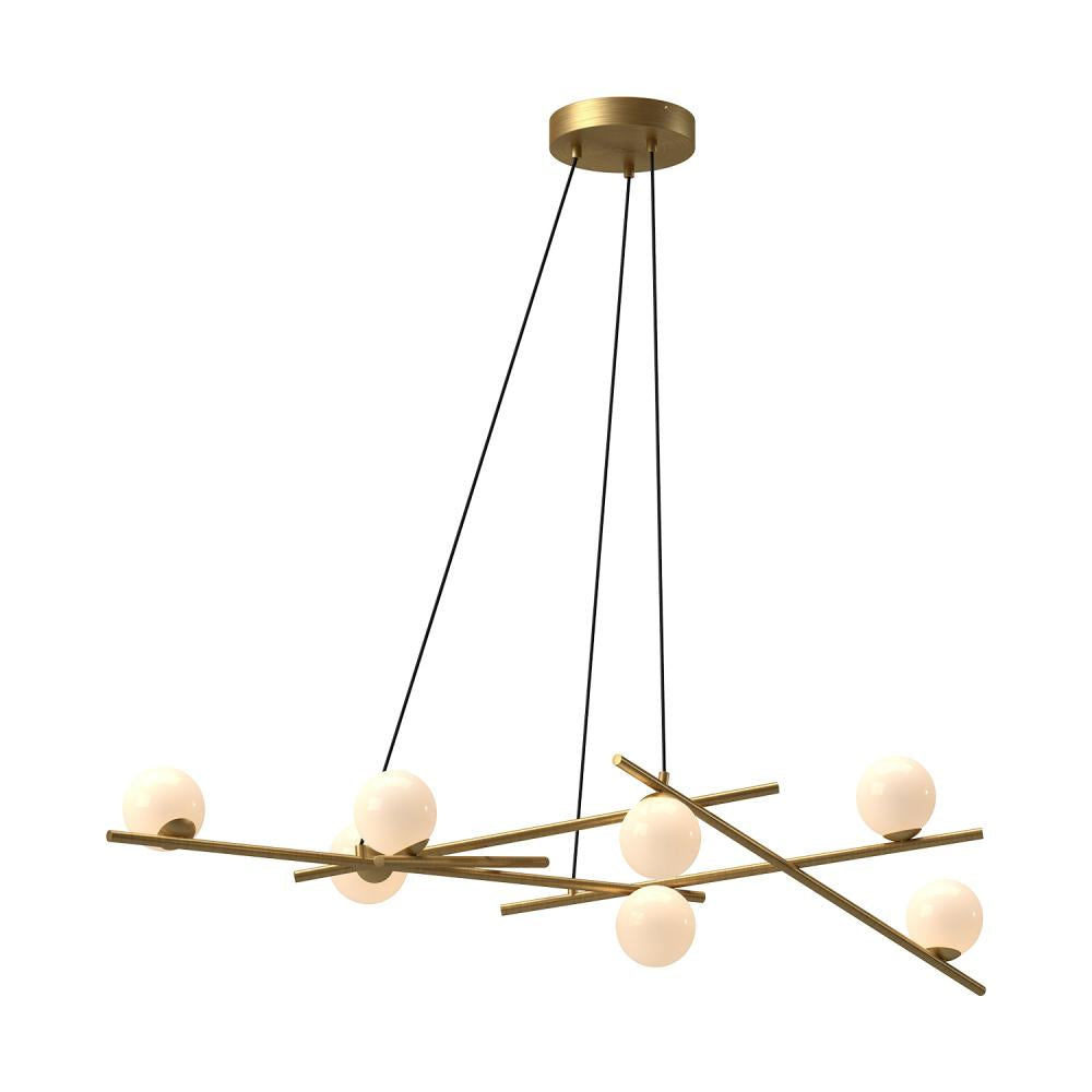 Kuzco Amara CH89854-BG/GO LED Chandelier, UL Damp Rated, Brushed Gold/Glossy Opal Glass