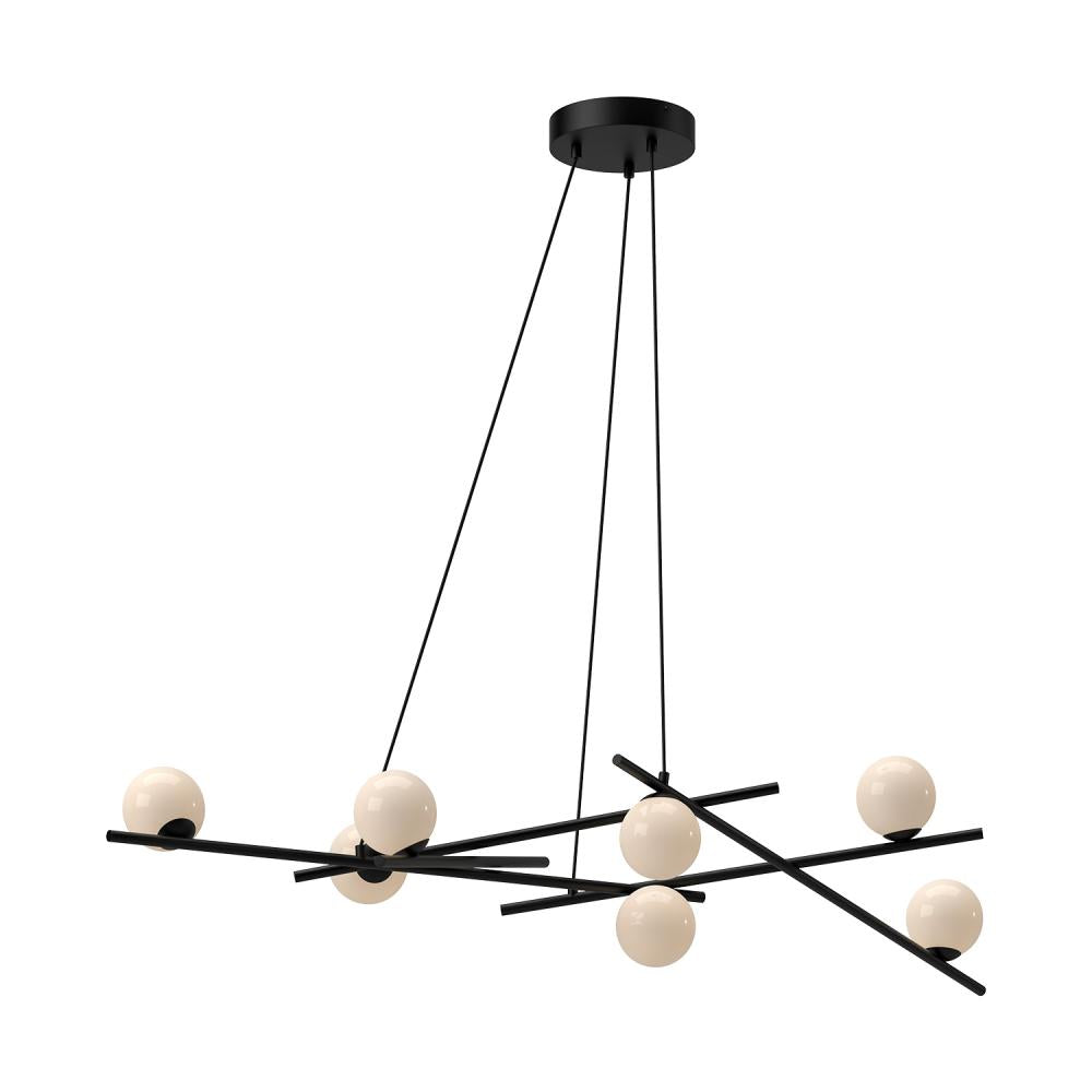 Kuzco Amara CH89854-BK/GO LED Chandelier, UL Damp Rated, Black/Glossy Opal Glass