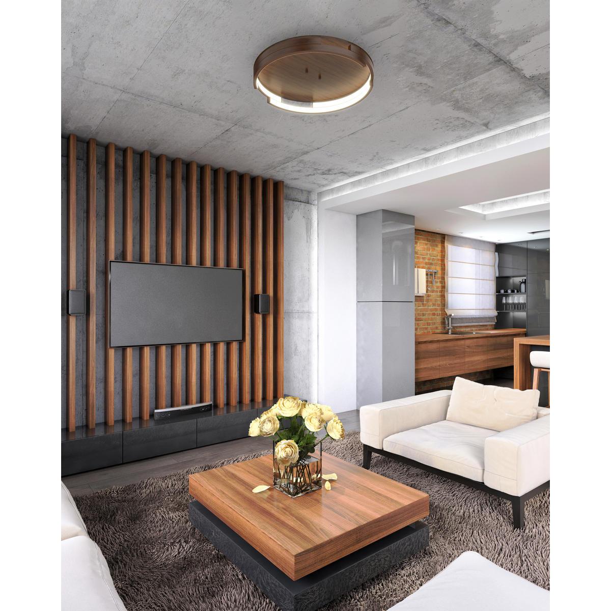 Kuzco Anello Minor FM52719-WT Flush Mount Fixture, UL Damp Rated, Walnut