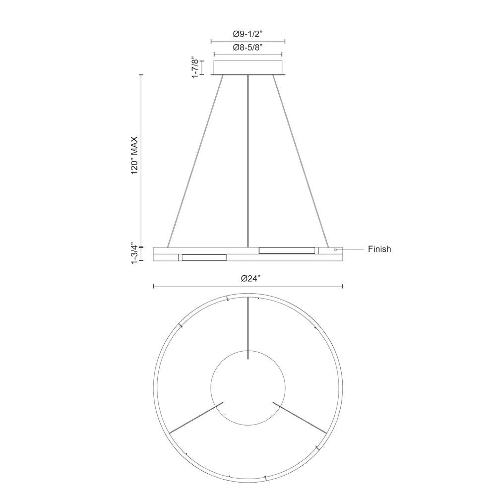 Kuzco Anello Minor PD52724-BN Pendant, LED, Brushed Nickel