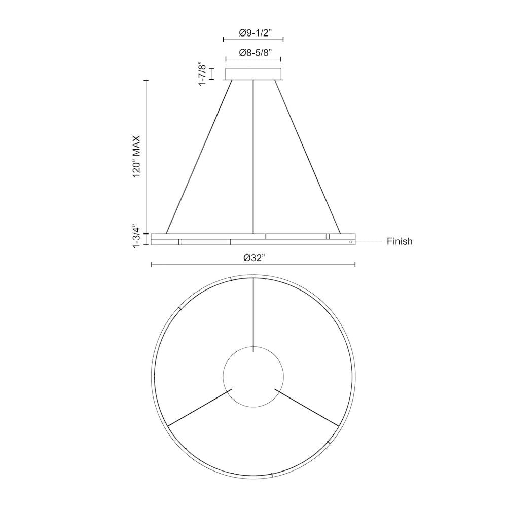 Kuzco Anello Minor PD52732-BN Pendant Light Fixture, UL Damp Rated, Brushed Nickel