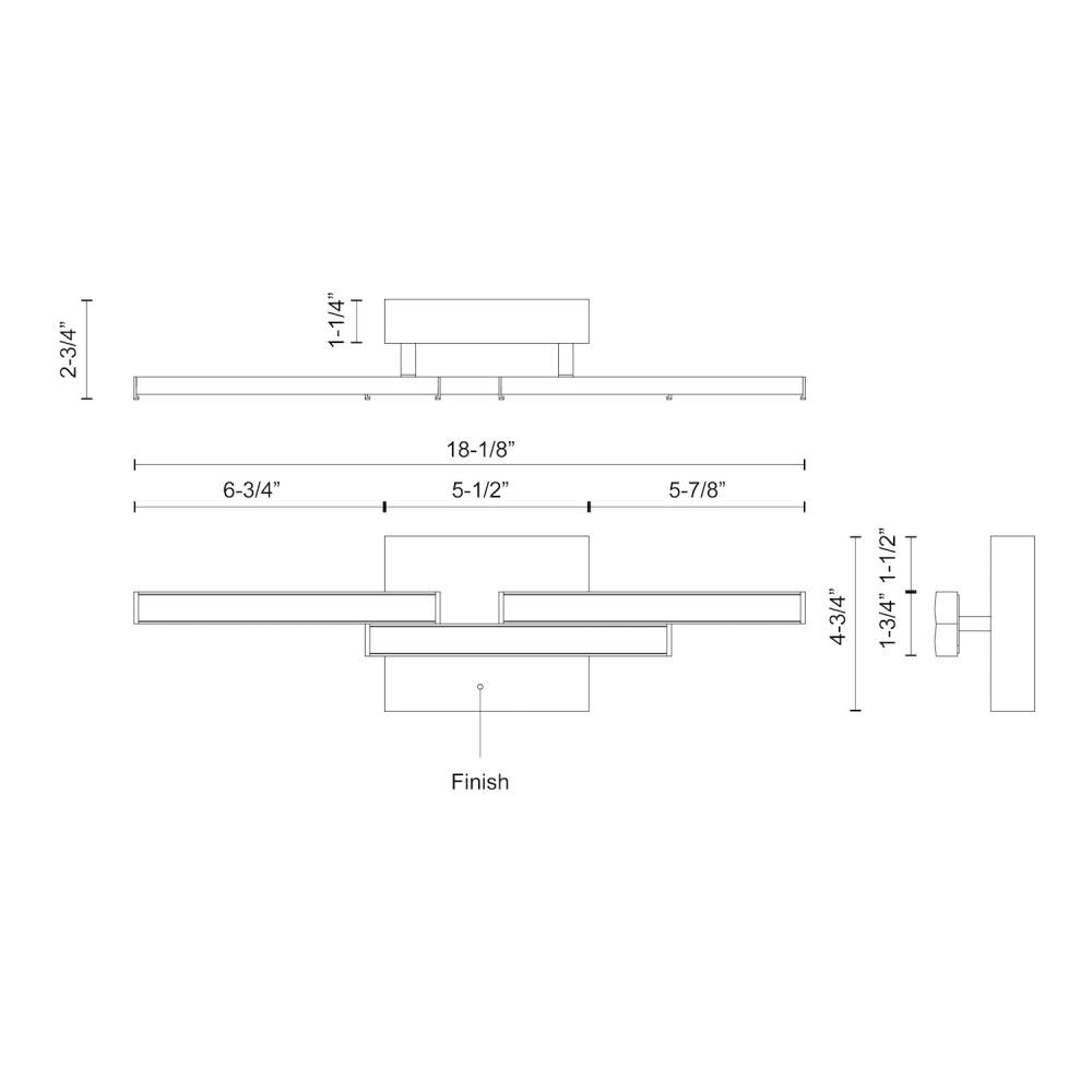 Kuzco Anello Minor 18-in Vanity Light Fixture, UL Damp Rated, Brushed Nickel