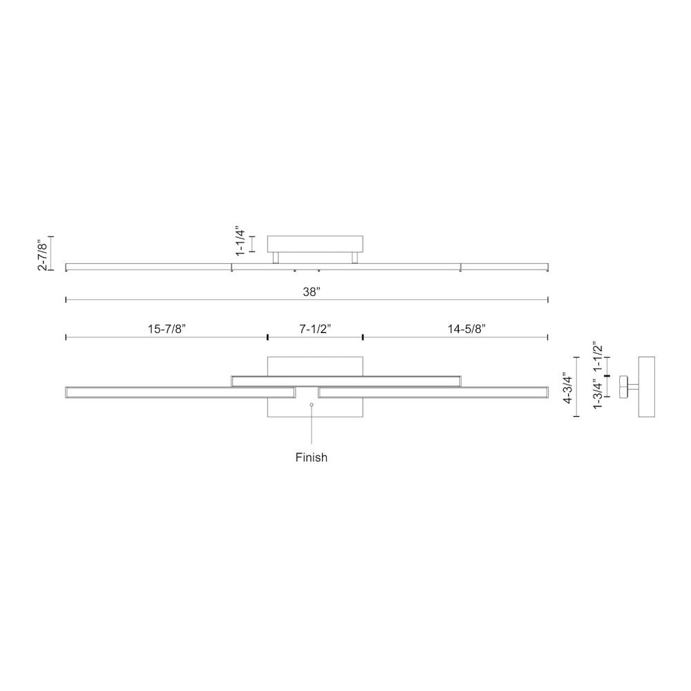 Kuzco Anello Minor 38-in LED Vanity Light Fixture, UL Damp Rated, Brushed Nickel