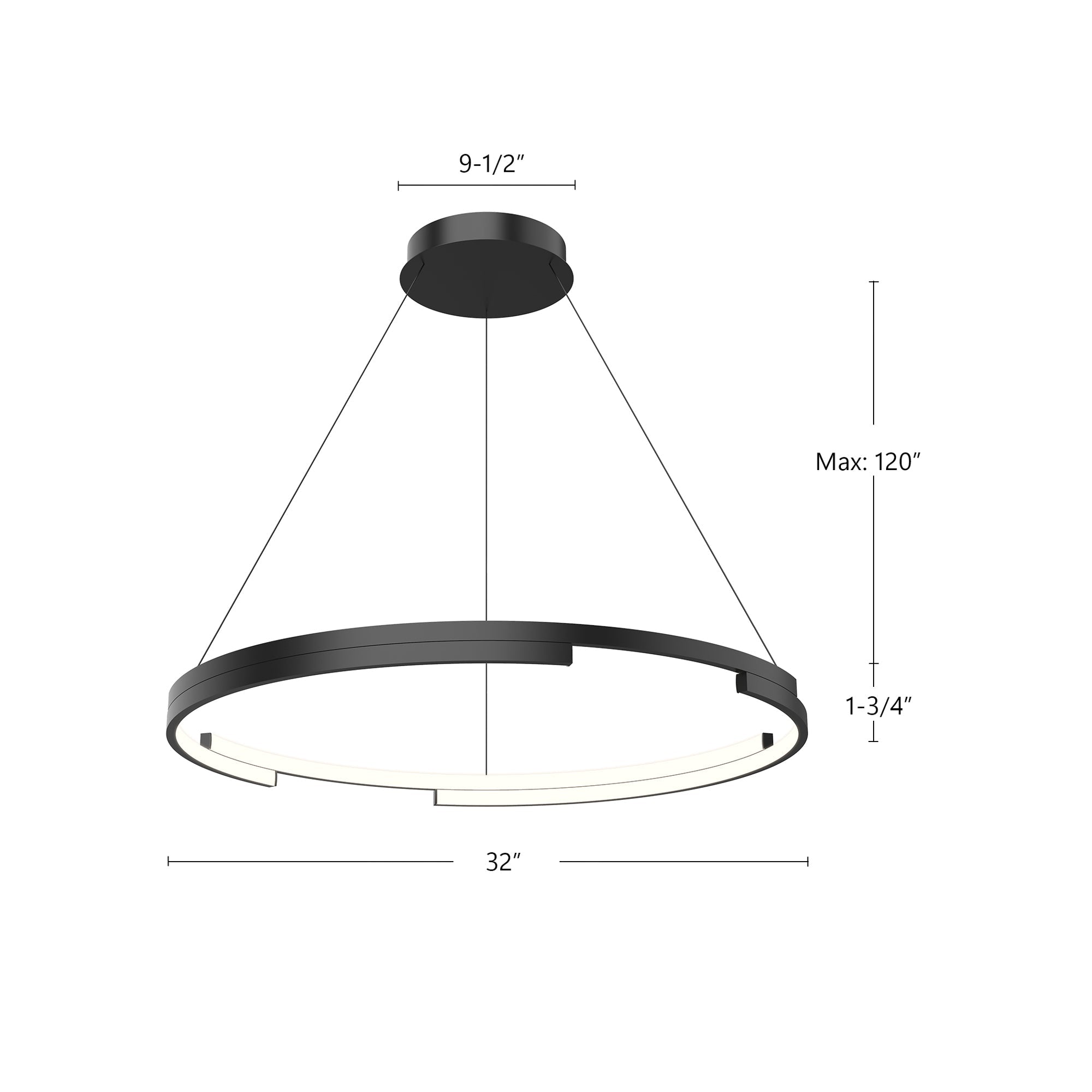 Anello Minor 32-in Black LED Pendant
