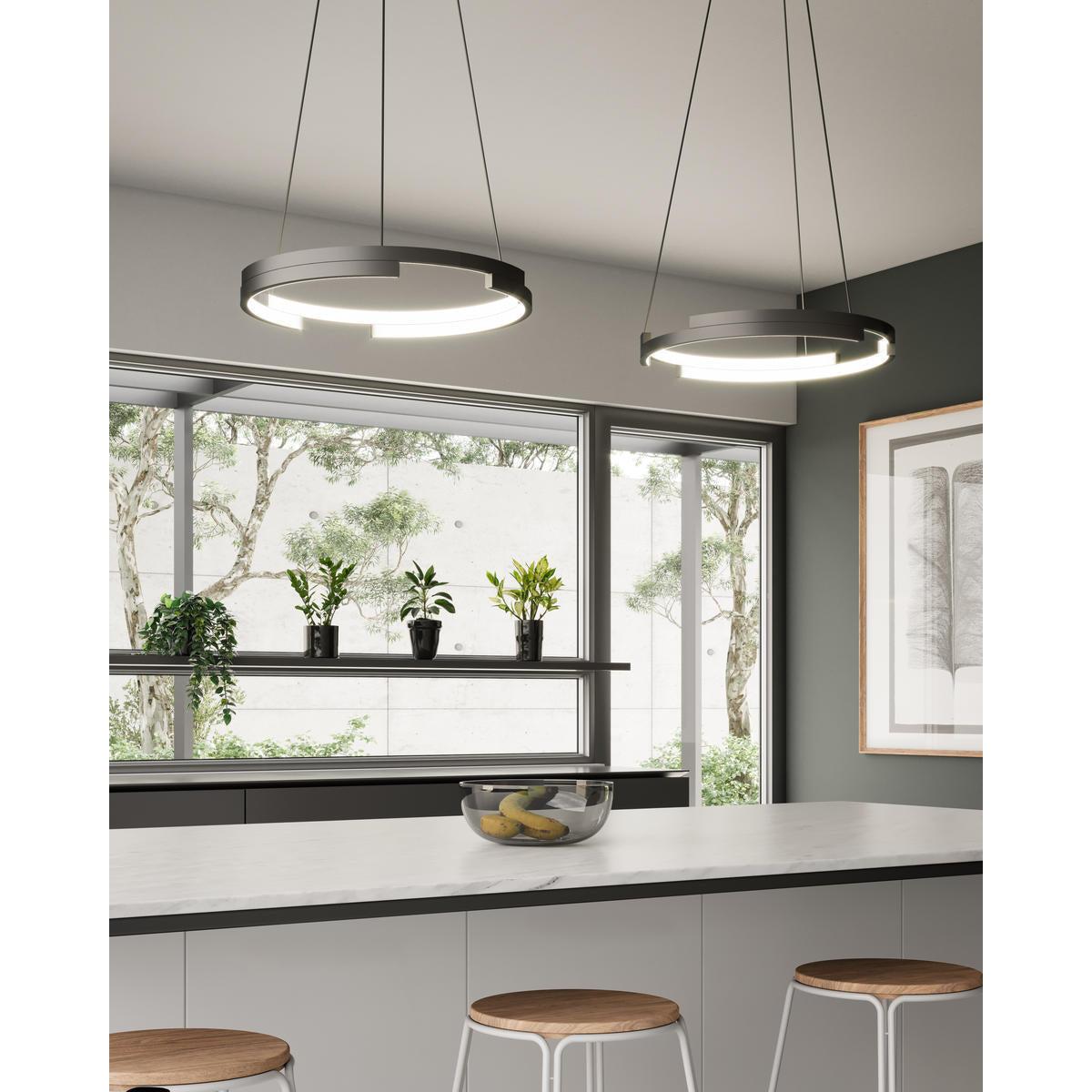 Kuzco Anello Minor 19-in Black LED Pendant, PD52719-BK, Pendant Light Fixture, Black