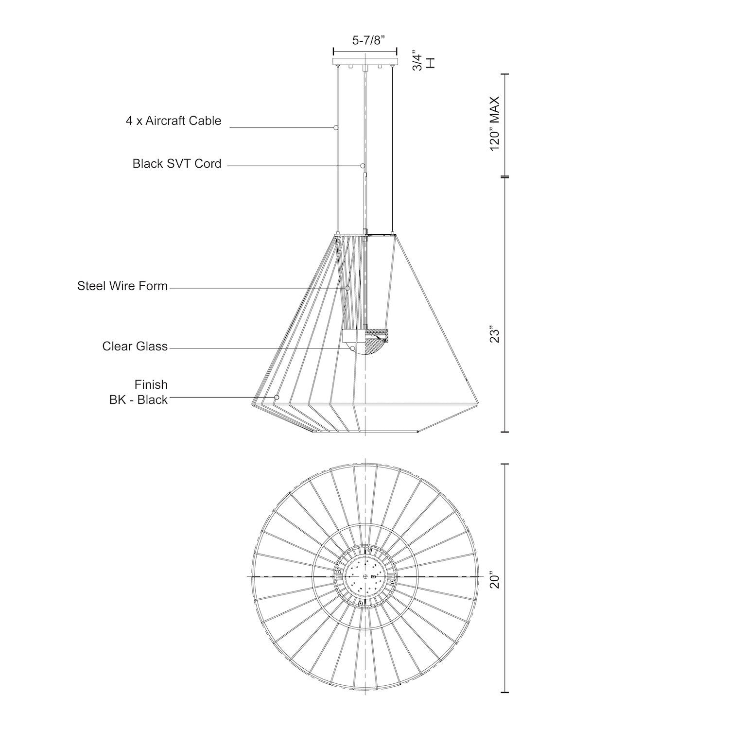 Arctic 20-in Black LED Exterior Pendant