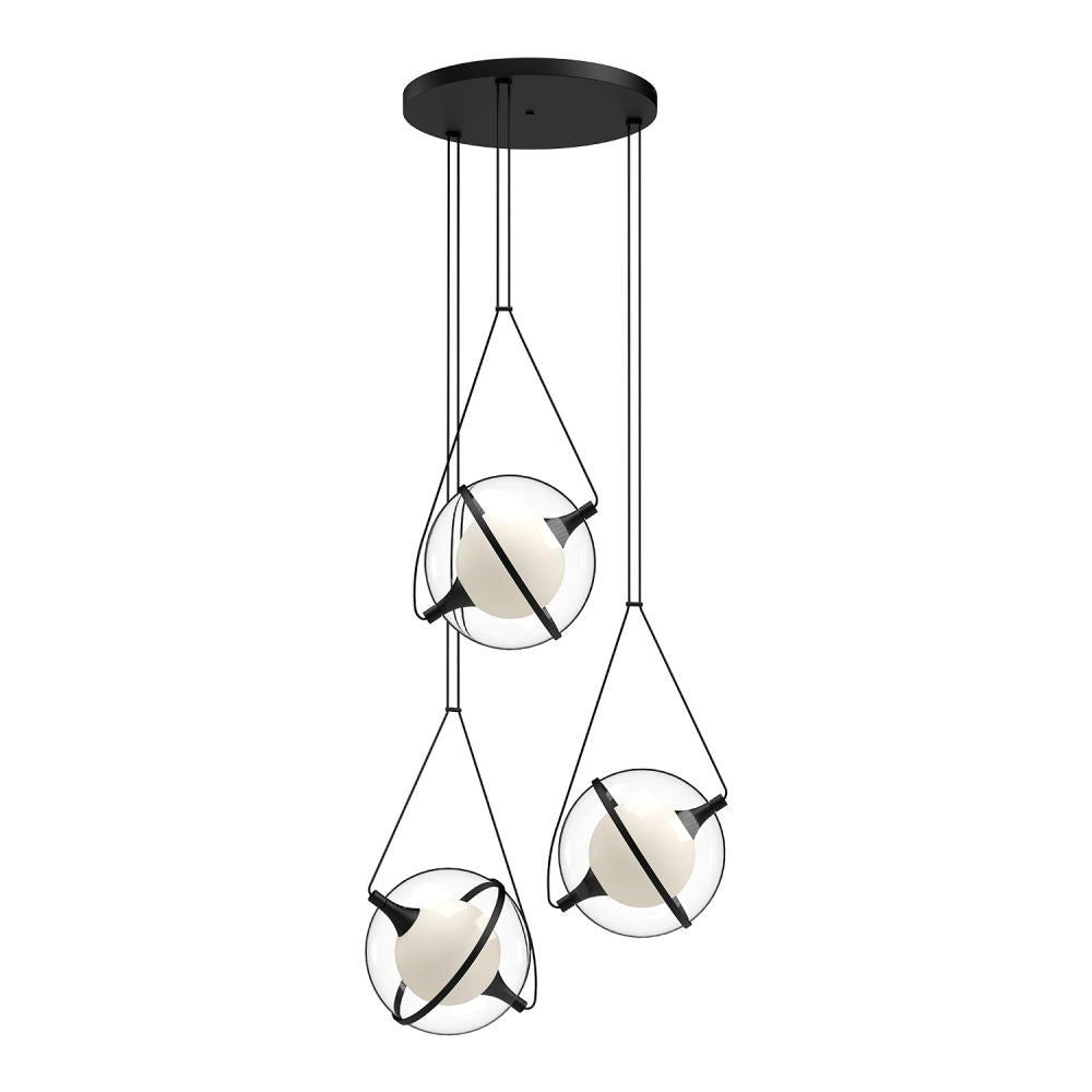 Kuzco Aries CH76728-BK 28-Inch Black LED Chandelier, Adjustable Lengths, Black