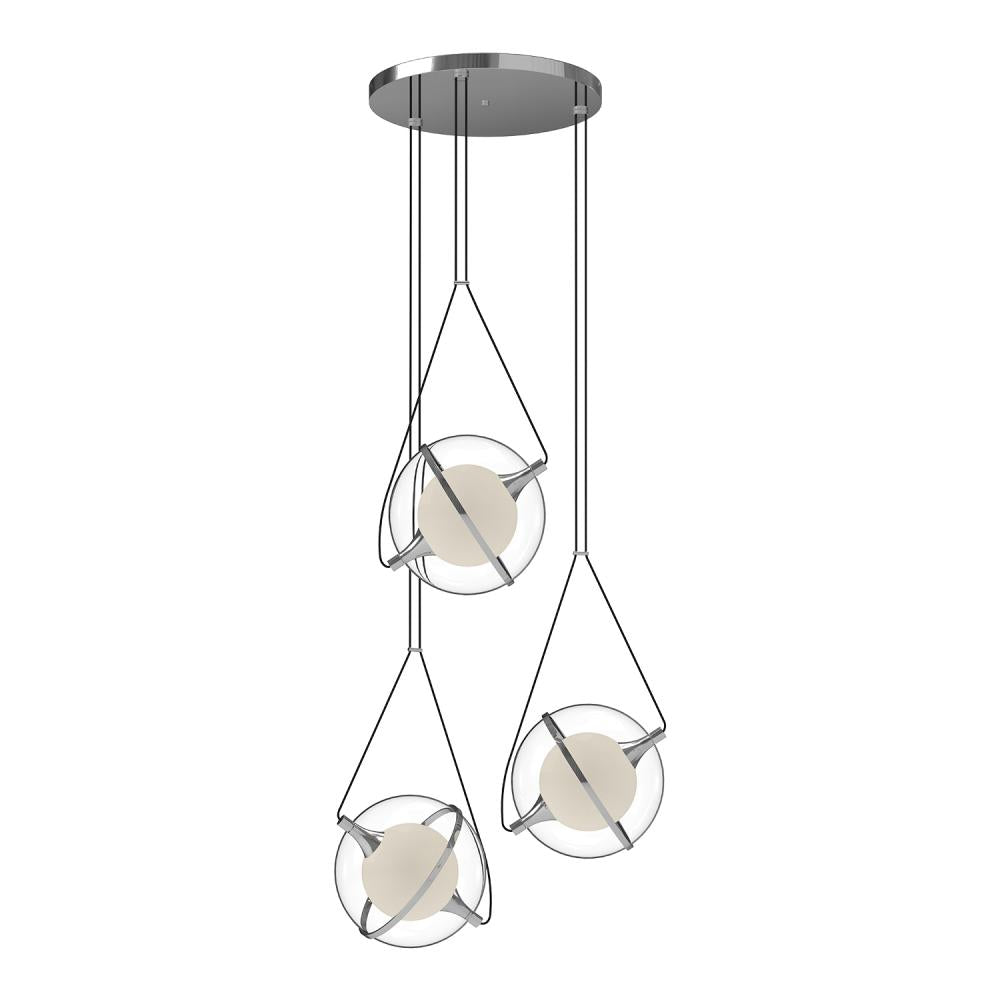 Kuzco Aries CH76728-CH 28-in LED Chandelier, UL Damp Rated, Chrome