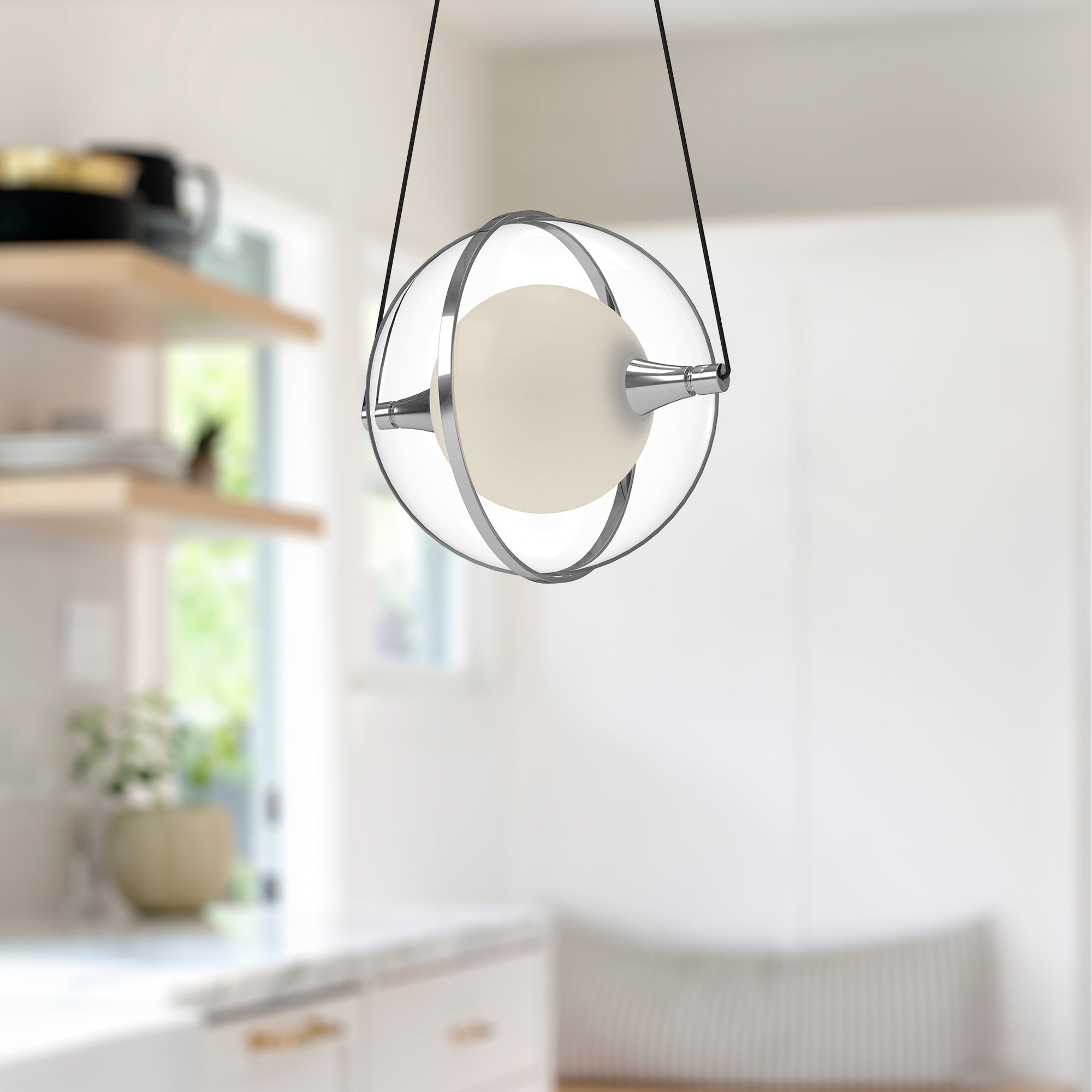 Aries 8-in Chrome LED Pendant