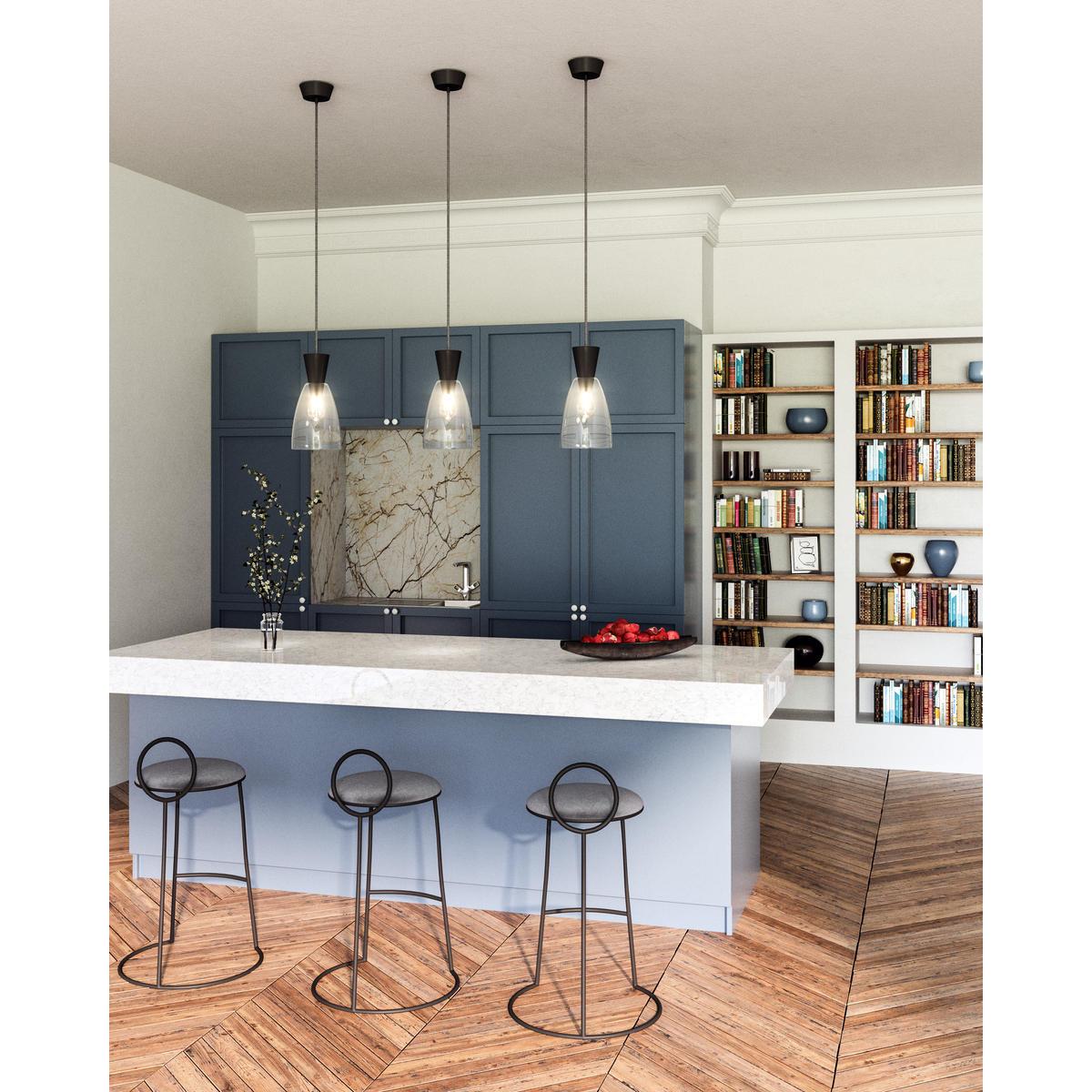 ALORA MOOD Lighting PD534007MBCL Pendant, Clear Glass/Matte Black