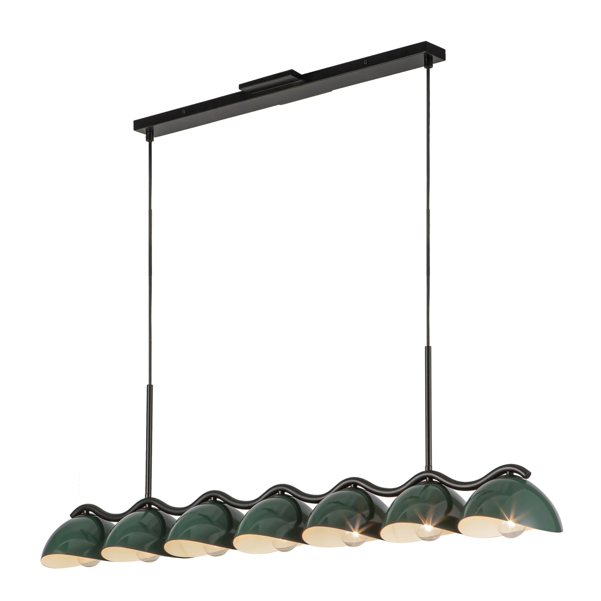 Atlas 42-in Black/Pine Green Socket Linear Pendant