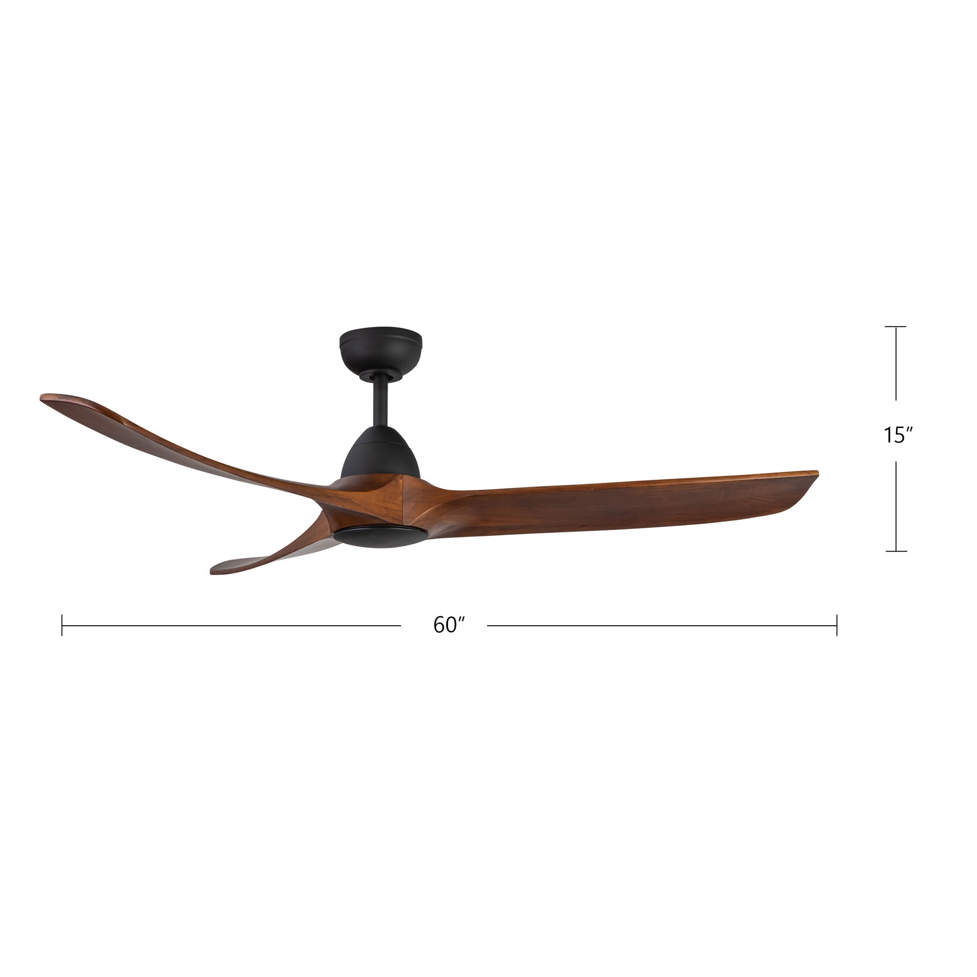 Baylor 60-in Matte Black/Natural Wood LED Ceiling Fan