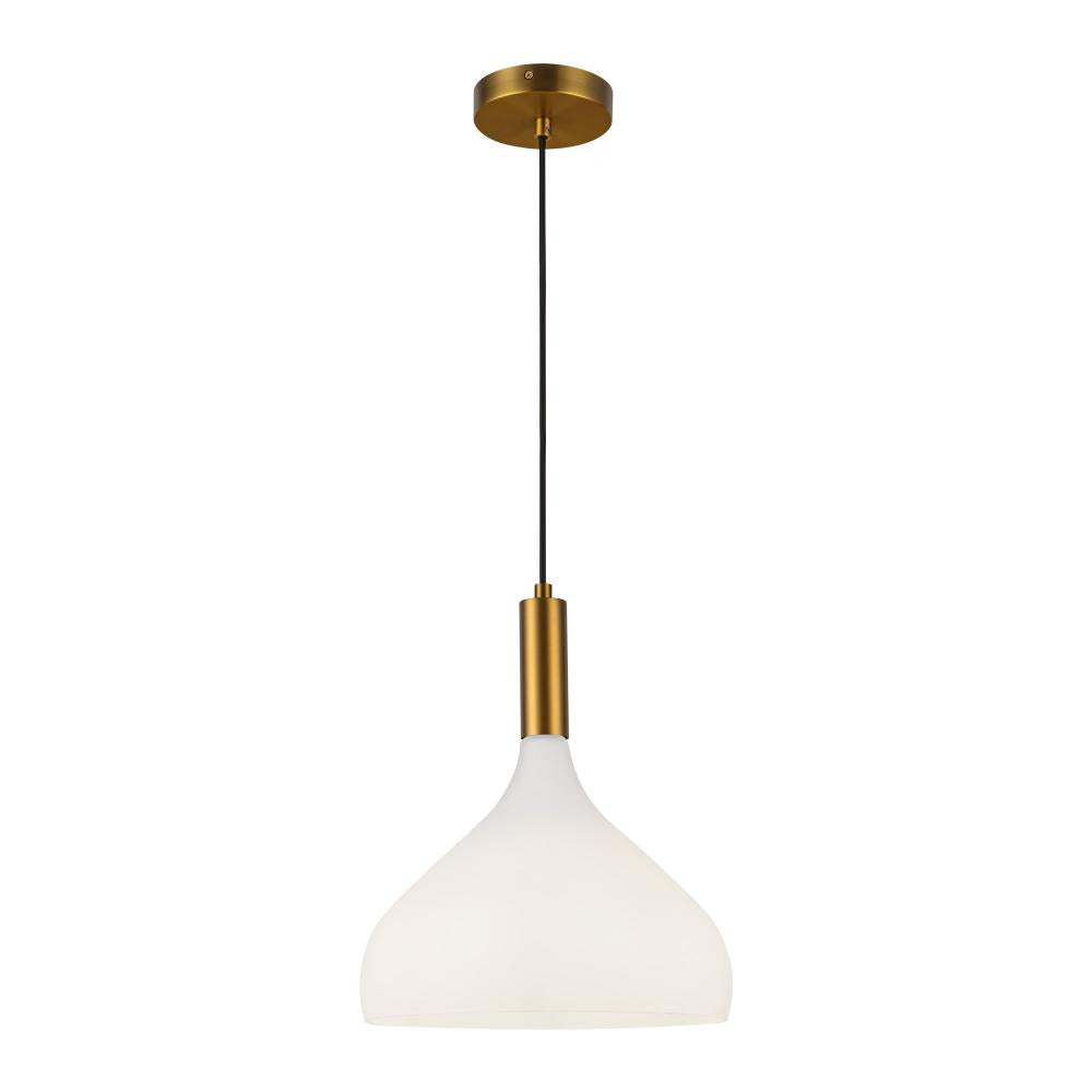 ALORA MOOD Lighting PD532312AGOP 1 Light Pendant, Aged Brass/Opal Glass