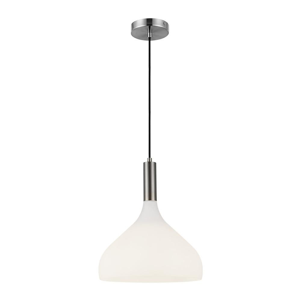 ALORA MOOD Lighting PD532312BNOP Pendant, 1 Light, Brushed Nickel/Opal Glass