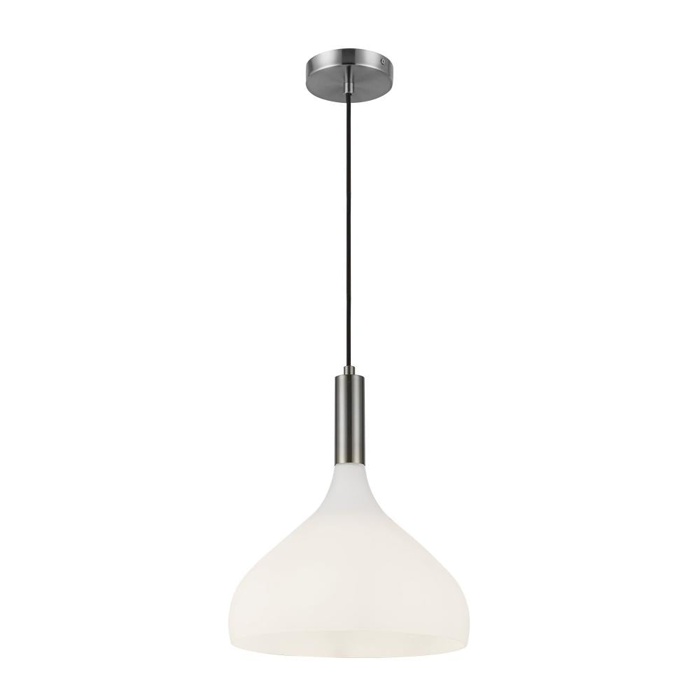 ALORA MOOD Lighting PD532312BNOP Pendant, 1 Light, Brushed Nickel/Opal Glass