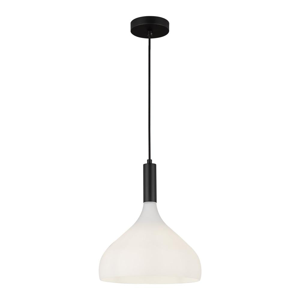 ALORA MOOD Lighting PD532312MBOP Pendant, 1 Light, Matte Black/Opal Glass