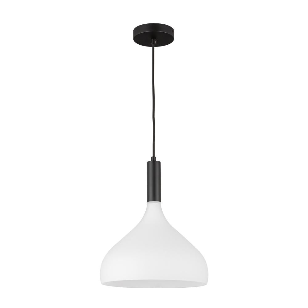 ALORA MOOD Lighting PD532312MBOP Pendant, 1 Light, Matte Black/Opal Glass