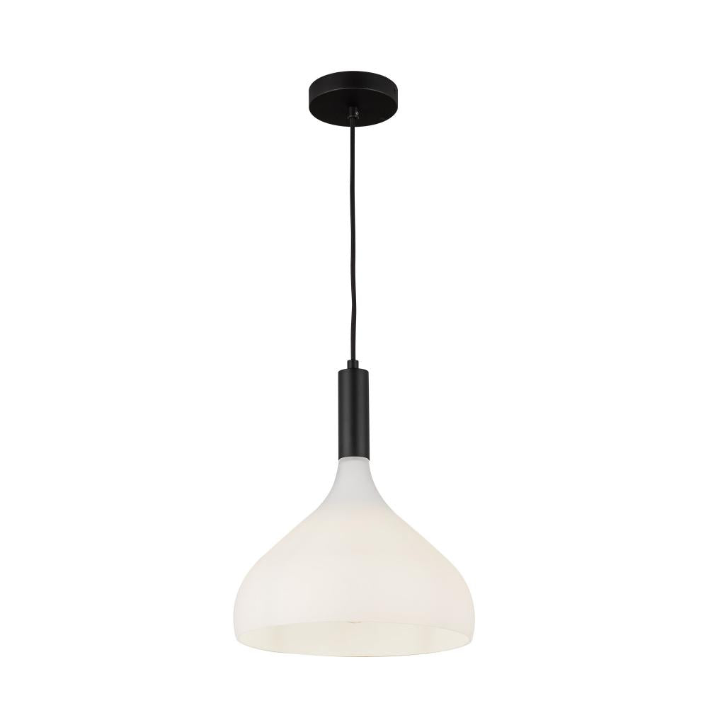 ALORA MOOD Lighting PD532312MBOP Pendant, 1 Light, Matte Black/Opal Glass