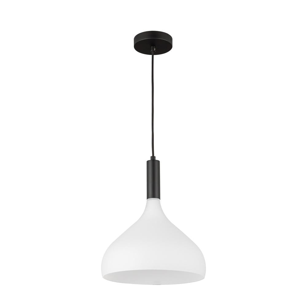 ALORA MOOD Lighting PD532312MBOP Pendant, 1 Light, Matte Black/Opal Glass