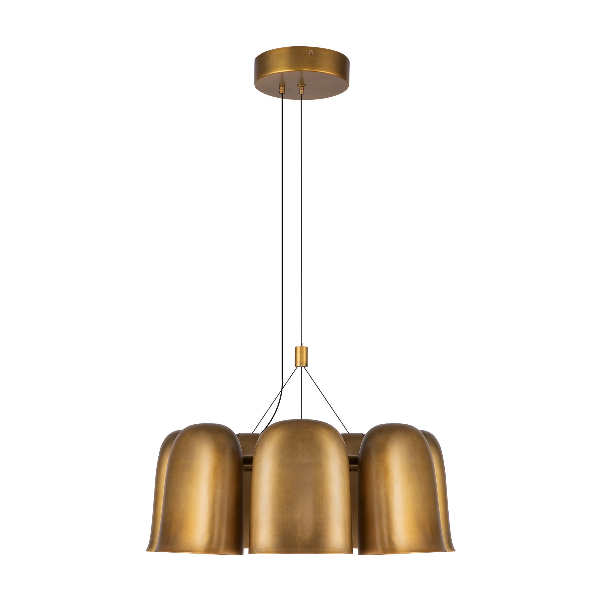 Bell 20-in Vintage Brass LED Chandelier