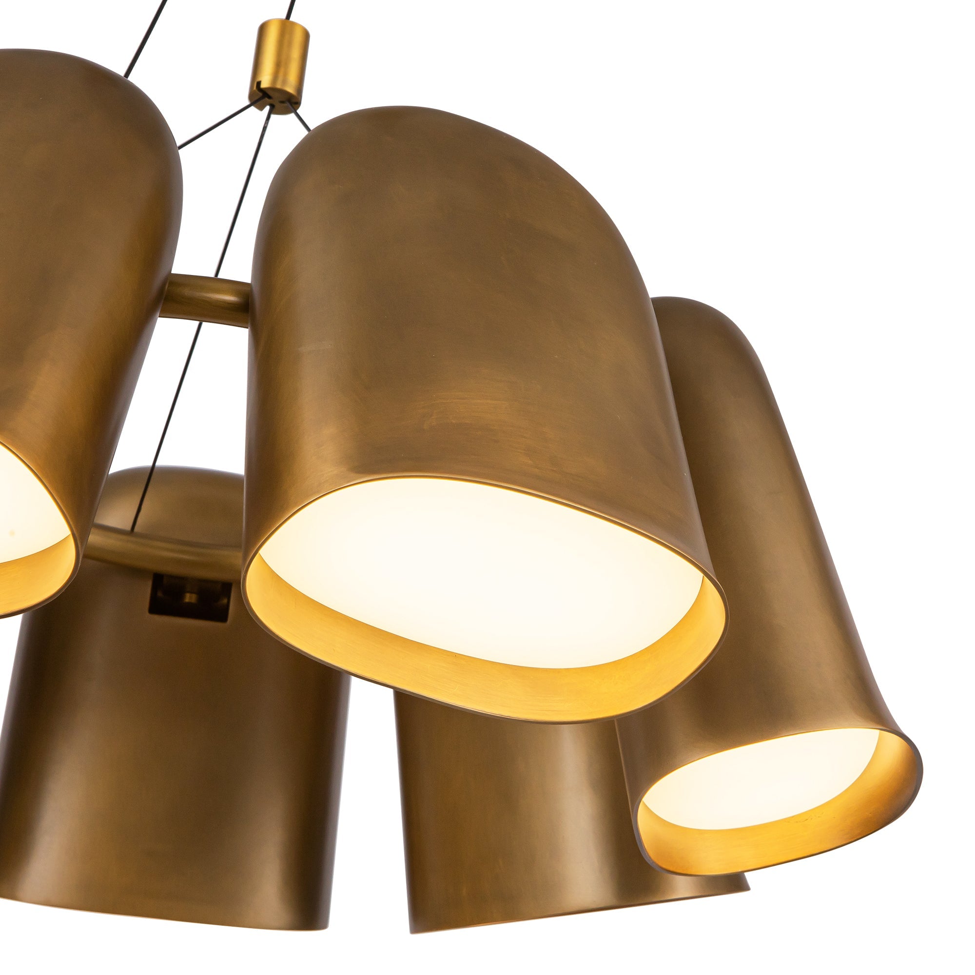 Bell 20-in Vintage Brass LED Chandelier