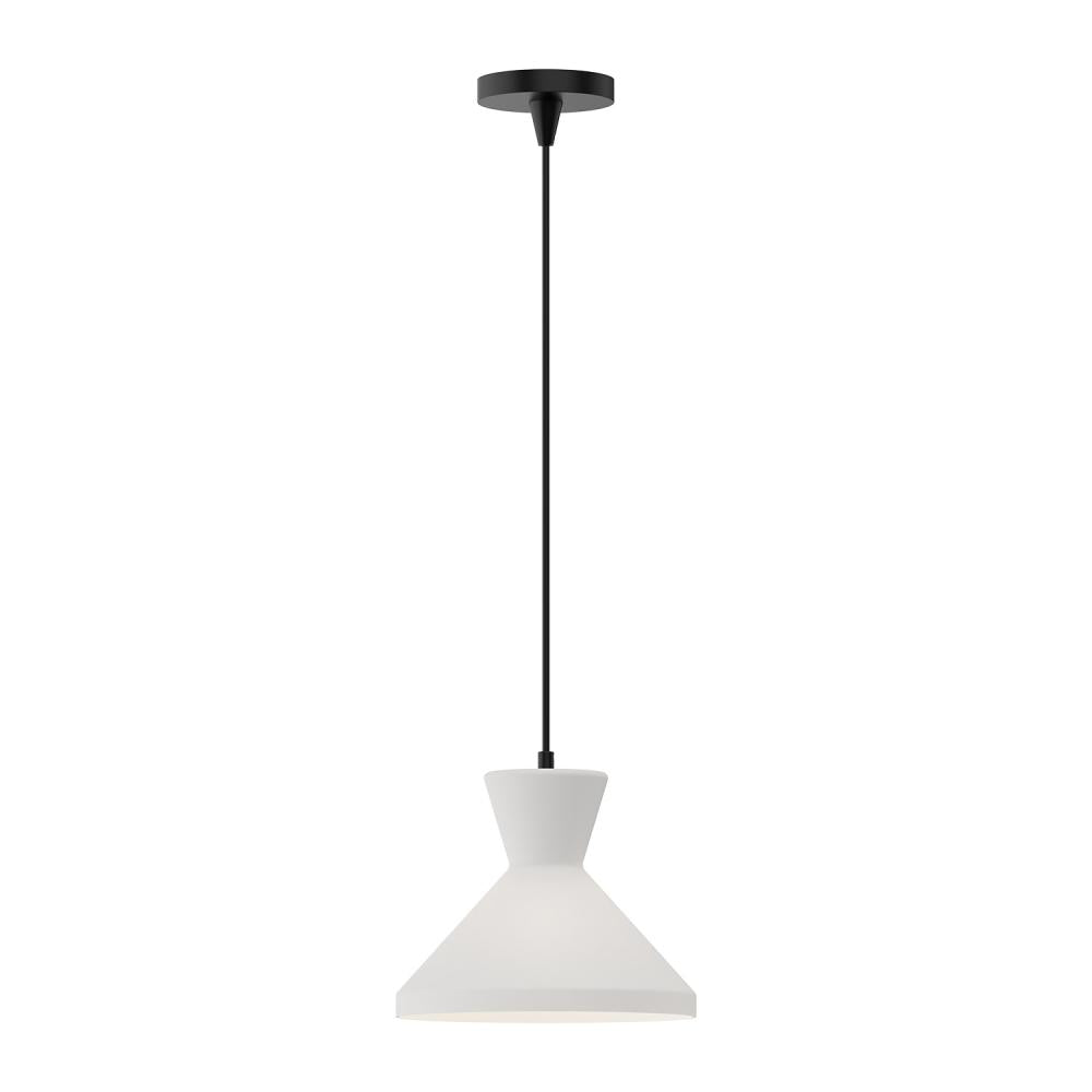 ALORA MOOD Lighting PD473710MBOP Pendant, 1 Light, Vintage Charms, Matte Black/Opal Glass