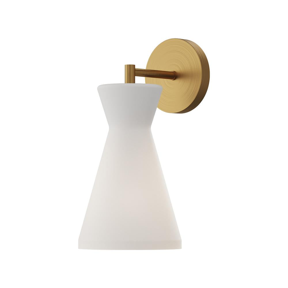 ALORA MOOD Lighting WV473706AGOP Wall/Vanity Light Fixture, UL Damp Rated, Aged Gold/Opal Glass
