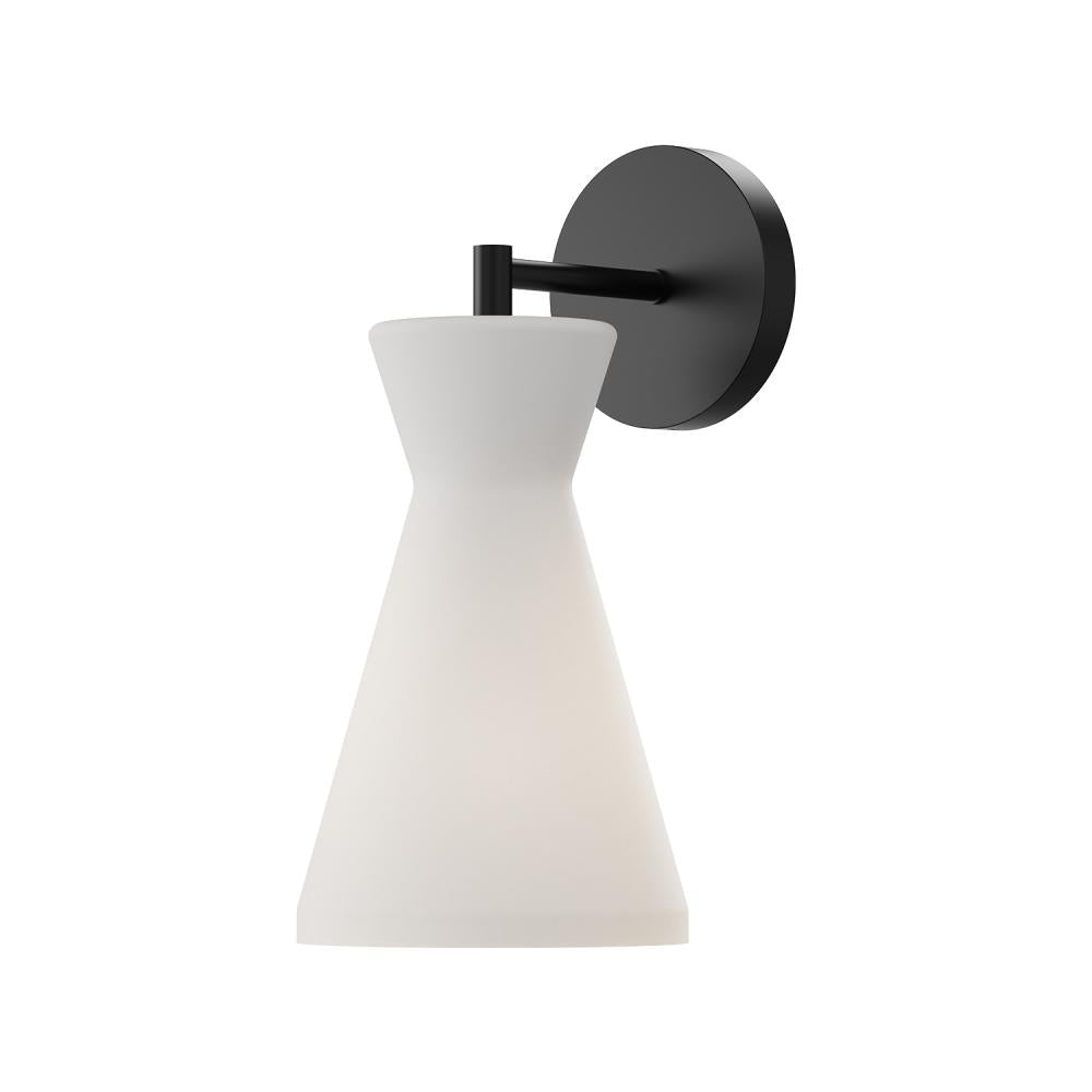 ALORA MOOD Lighting Betty WV473706MBOP Wall/Vanity Light Fixture, UL Damp Rated, Matte Black/Opal Glass
