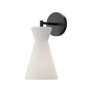 ALORA MOOD Lighting Betty WV473706MBOP Wall/Vanity Light Fixture, UL Damp Rated, Matte Black/Opal Glass