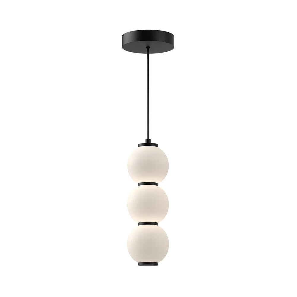 ALORA MOOD Lighting PD530313MBOP Pendant, 7-in LED, Matte Black/Opal Matte Glass