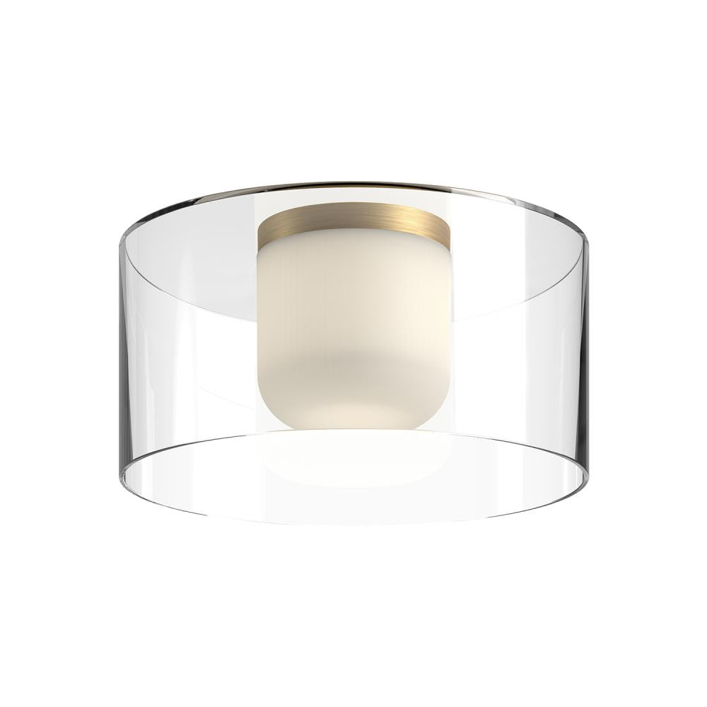 Kuzco Birch FM53512-BG/CL LED Flush Mount Fixture, UL Damp Rated, Brushed Gold/Clear