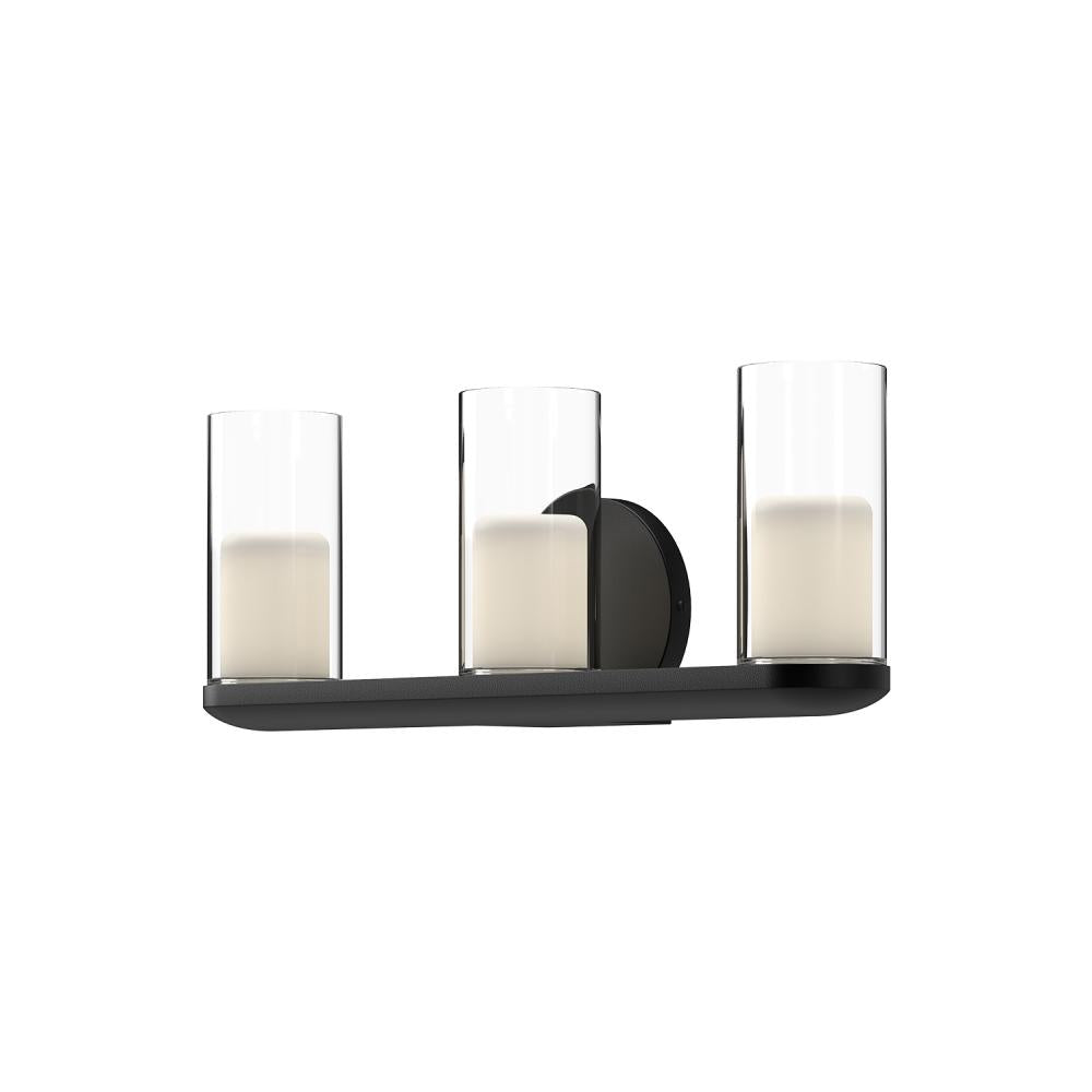 Kuzco Birch VL53519-BK/CL Vanity Light Fixture, UL Damp Rated, Black/Clear