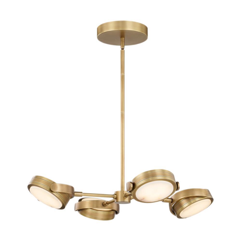 ALORA Lighting PD325428VBAR Pendant Light Fixture, LED, Vintage Brass/Alabaster