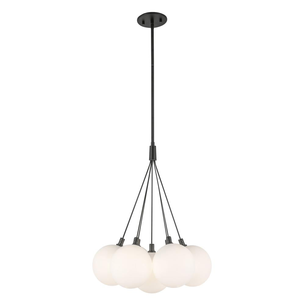 Kuzco Lighting CH3117-BK/OP Chandelier, 16-in, LED, Black/Opal Glass