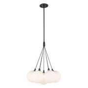 Kuzco Lighting CH3117-BK/OP Chandelier, 16-in, LED, Black/Opal Glass