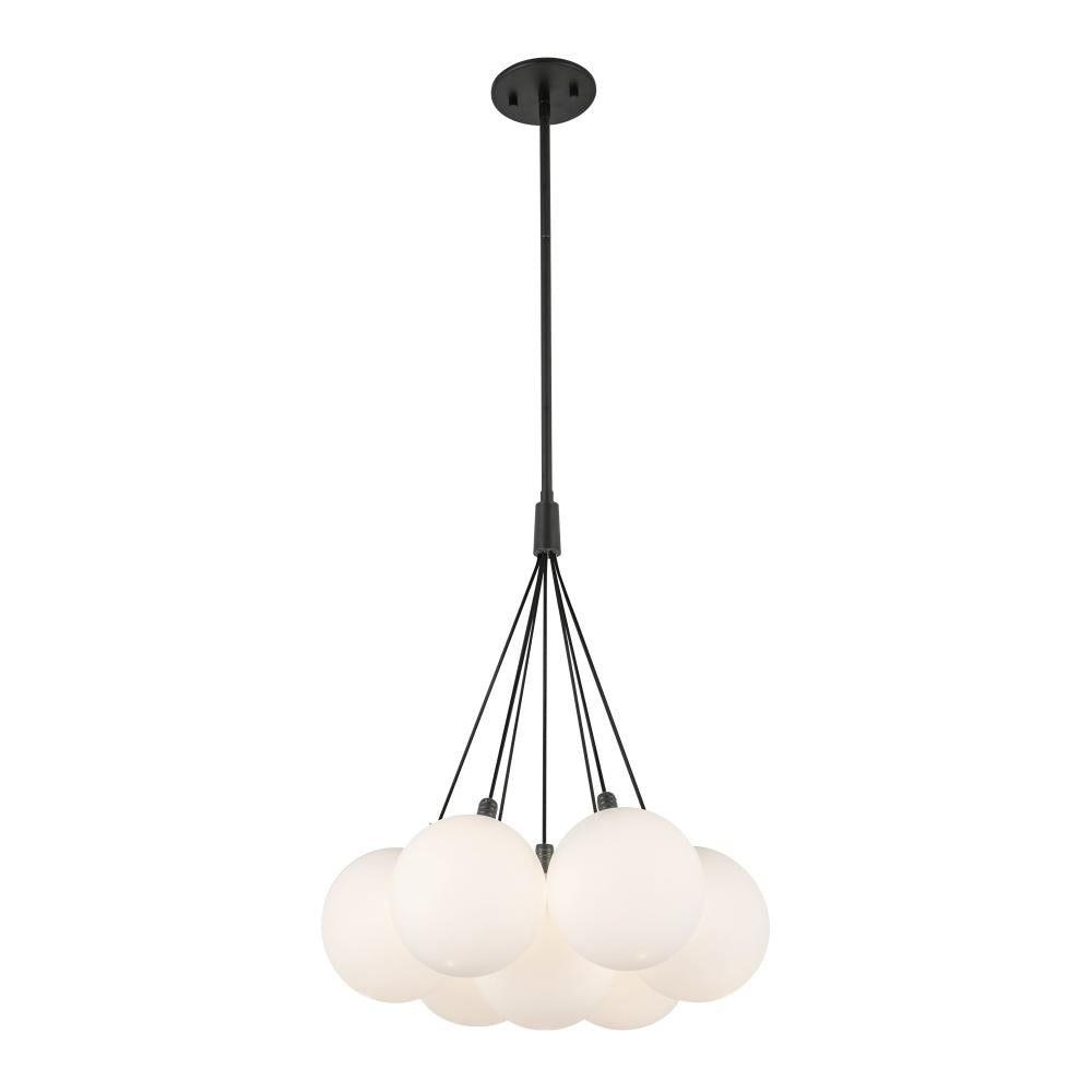 Kuzco Lighting CH3117-BK/OP Chandelier, 16-in, LED, Black/Opal Glass