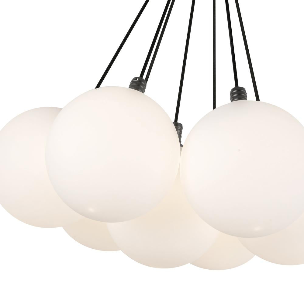 Kuzco Lighting CH3117-BK/OP Chandelier, 16-in, LED, Black/Opal Glass