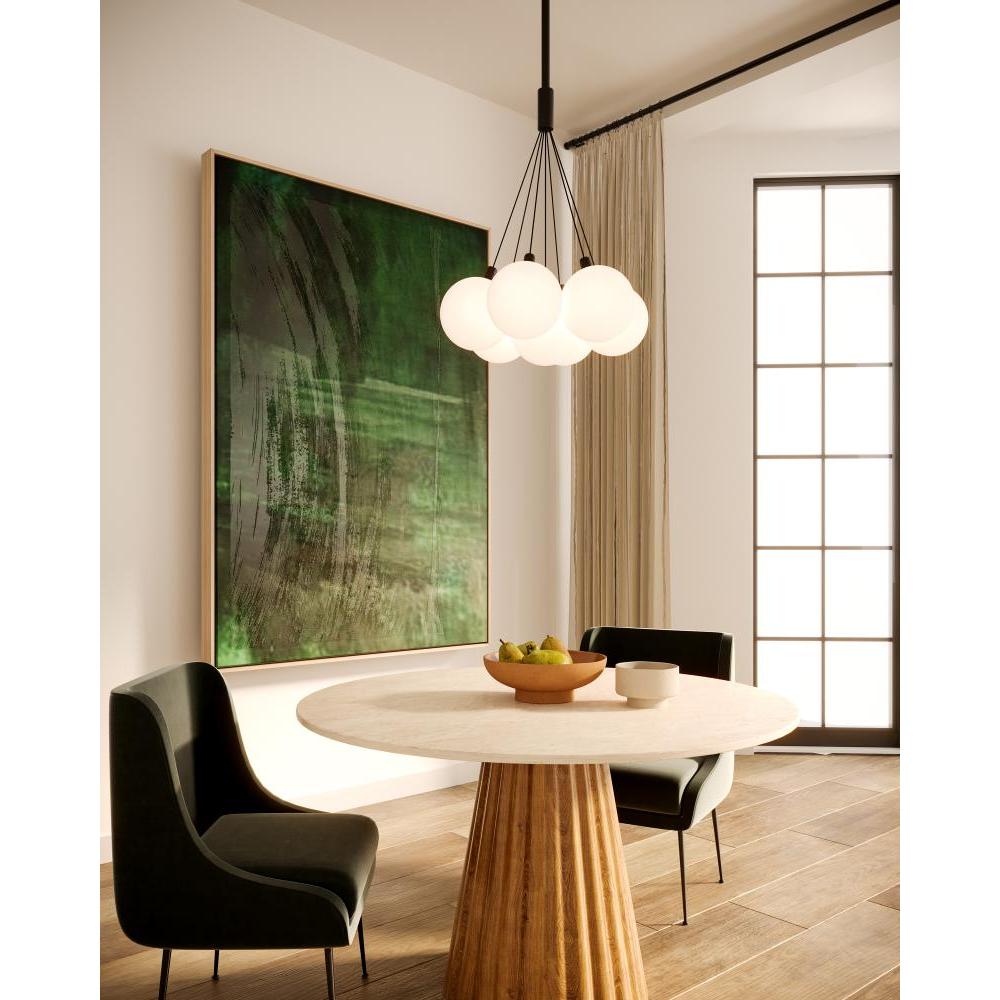 Kuzco Lighting CH3117-BK/OP Chandelier, 16-in, LED, Black/Opal Glass