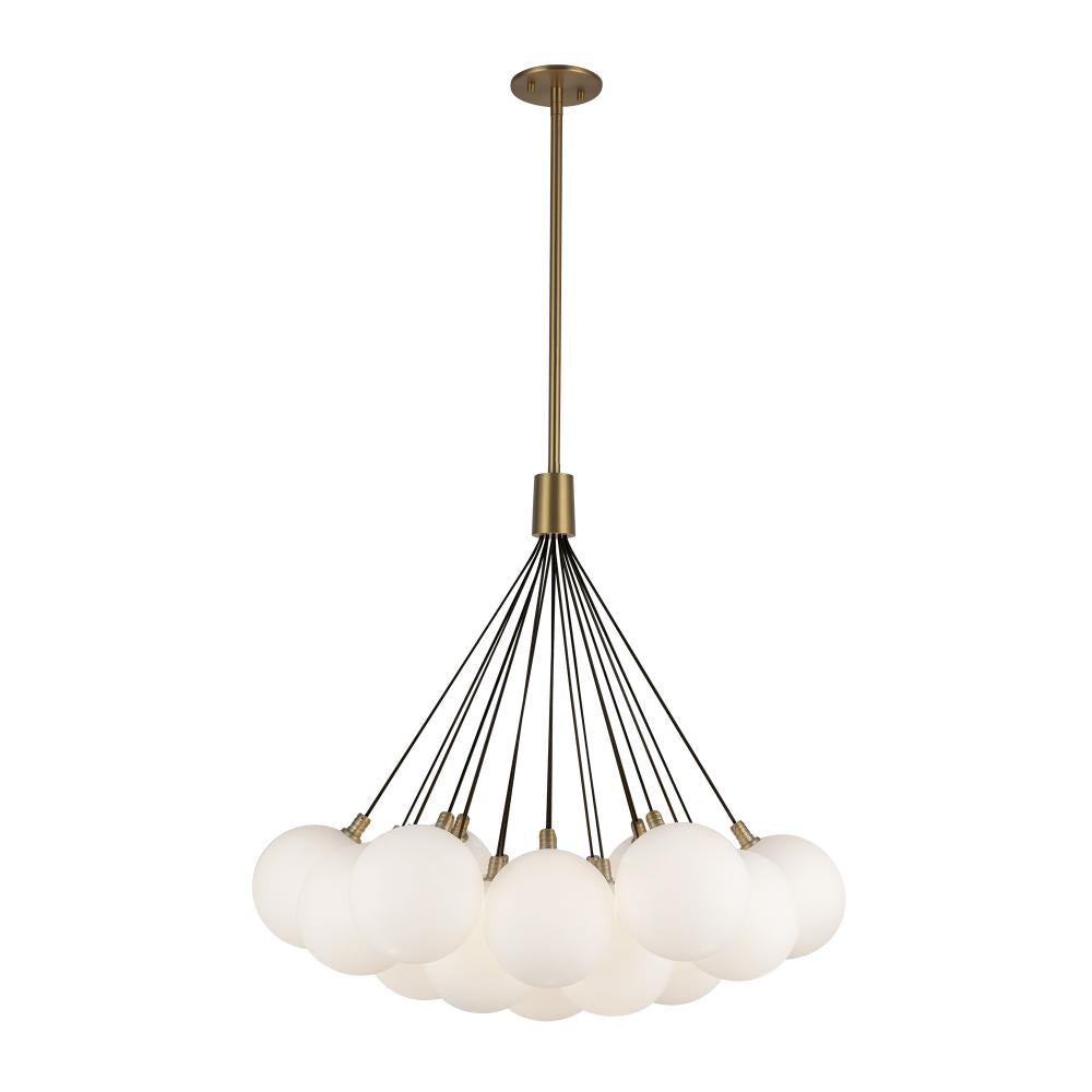 Kuzco Lighting CH3128-BG/OP Chandelier, 28-in, LED, Brushed Gold/Opal Glass