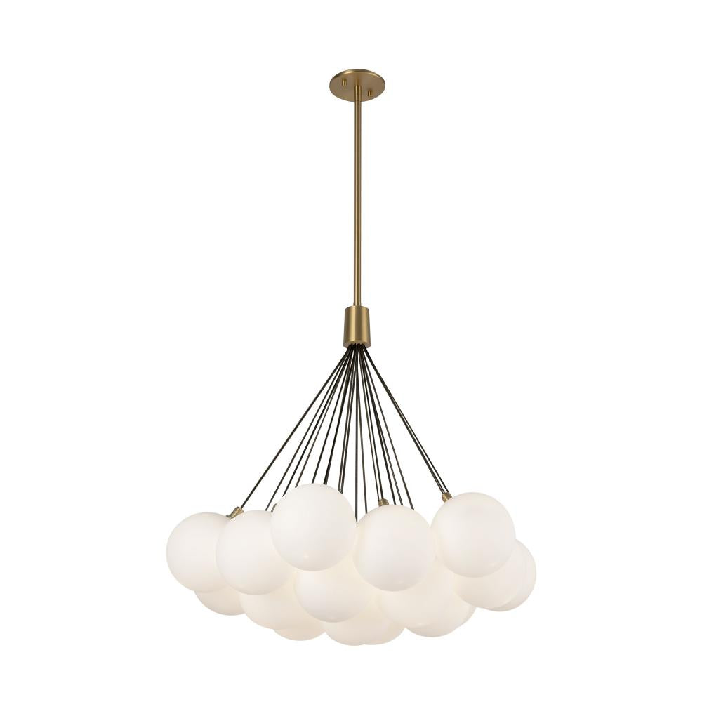 Kuzco Lighting CH3128-BG/OP Chandelier, 28-in, LED, Brushed Gold/Opal Glass
