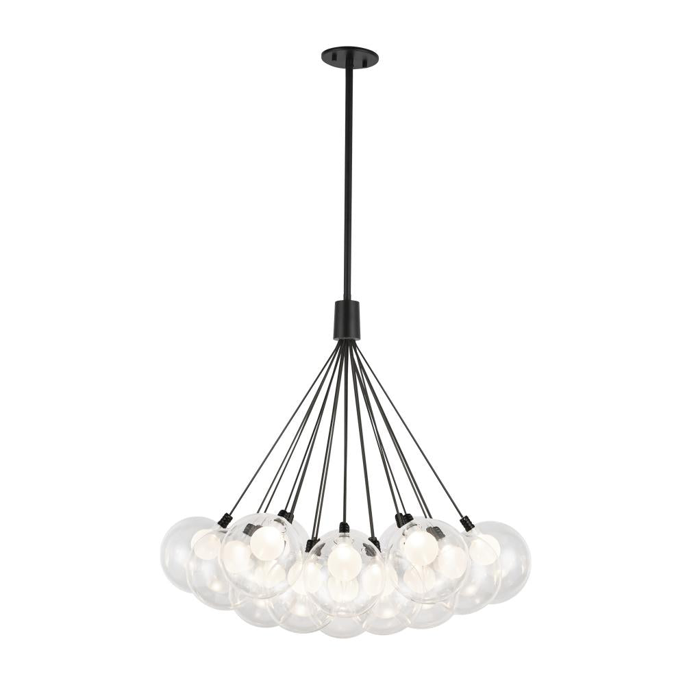 Kuzco Lighting CH3128-BK Bolla 28-in Black LED Chandelier, UL Listed, Black