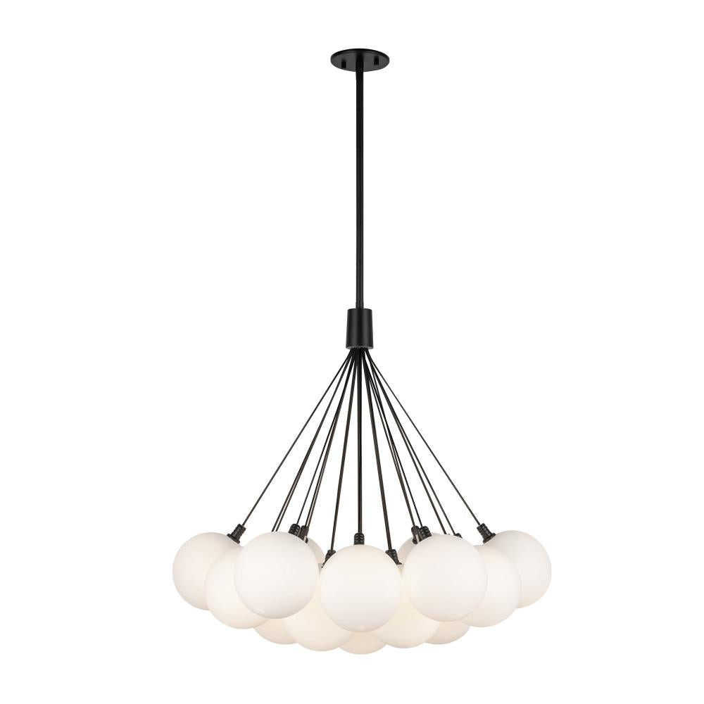 Kuzco CH3128-BK/OP Chandelier, UL Rated, Black/Opal Glass