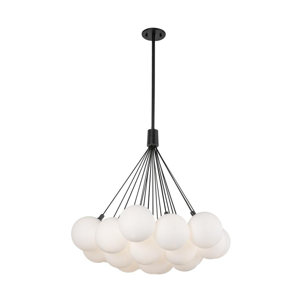 Kuzco CH3128-BK/OP Chandelier, UL Rated, Black/Opal Glass