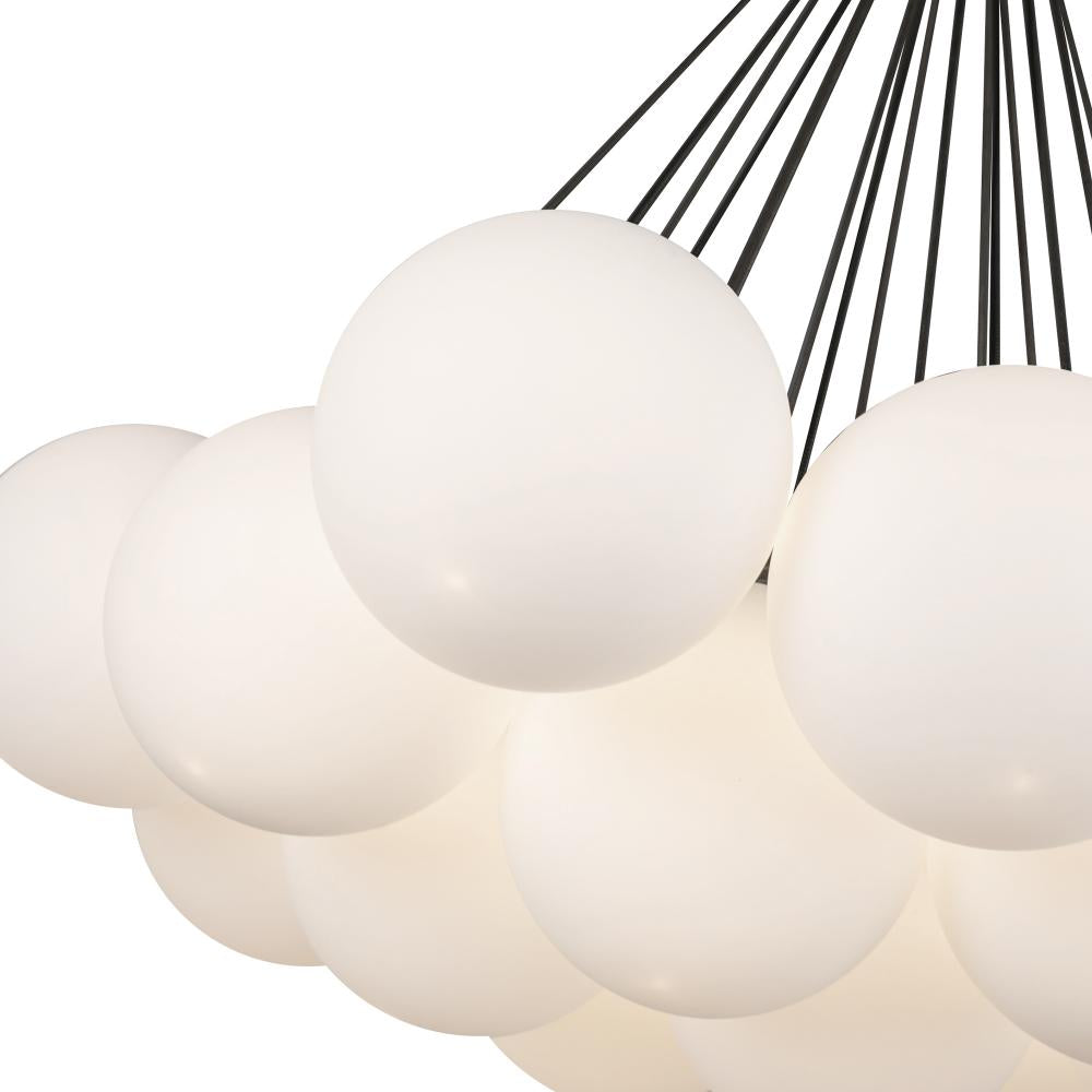 Kuzco CH3128-BK/OP Chandelier, UL Rated, Black/Opal Glass