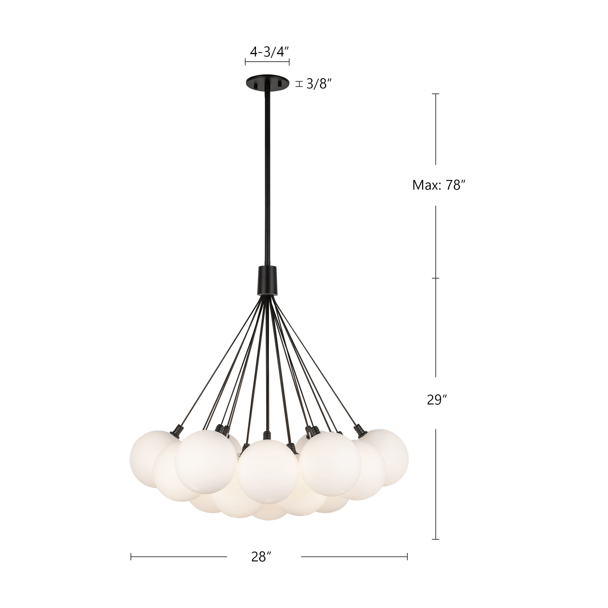 Bolla 28-in Opal Glass LED Chandelier