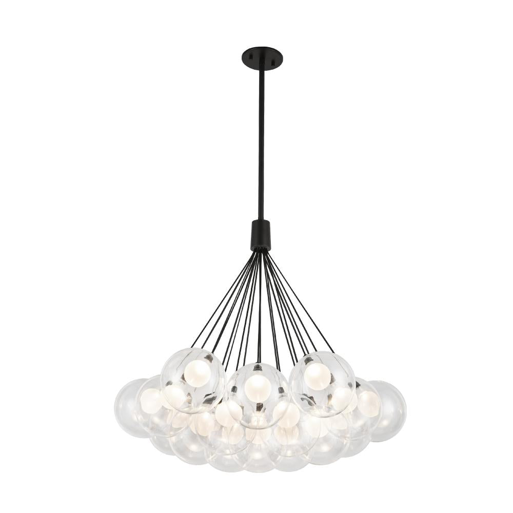 Kuzco Lighting CH3128-BK Bolla 28-in Black LED Chandelier, UL Listed, Black