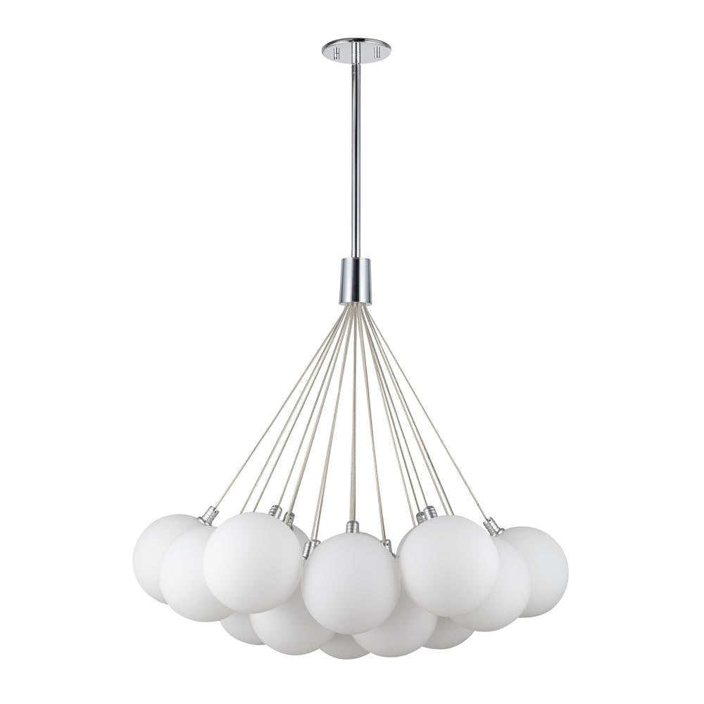 Kuzco Lighting CH3128-OP Bolla 28-in Opal Glass LED Chandelier, UL Listed, Opal Glass