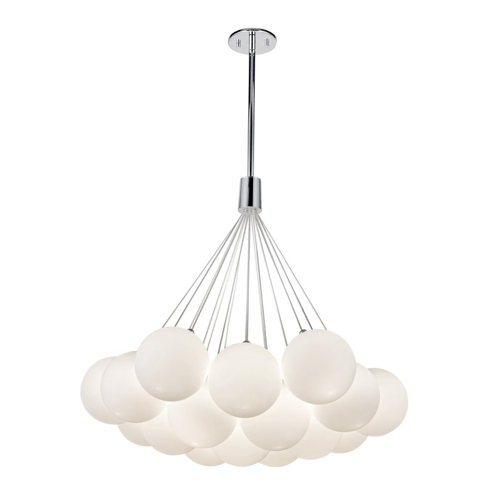 Kuzco Lighting CH3128-OP Bolla 28-in Opal Glass LED Chandelier, UL Listed, Opal Glass