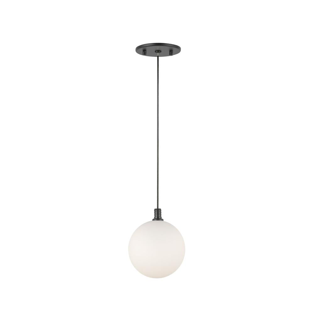 Kuzco Bolla PD3106-BK/OP Pendant, 3W Watt, Black/Opal Glass